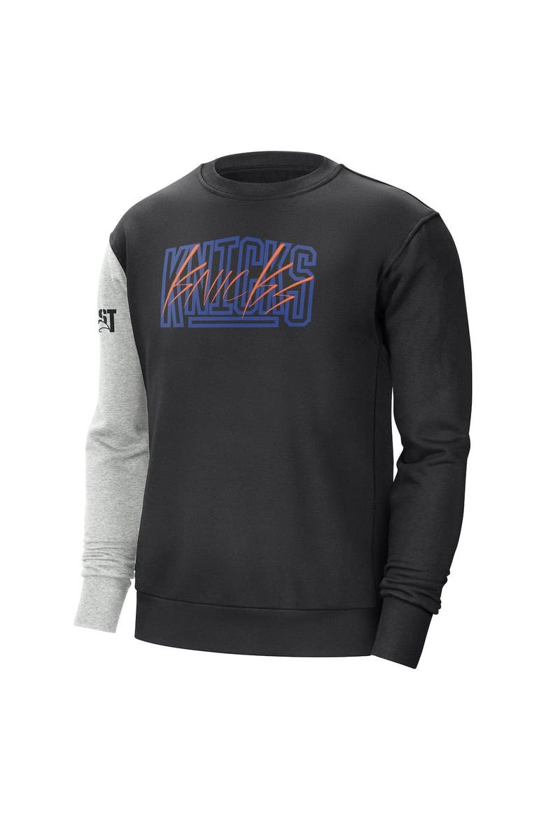 Men's Nike Black/Heather Gray New York Knicks Courtside Versus Force & Flight Pullover Sweatshirt, Alternate, color, Black