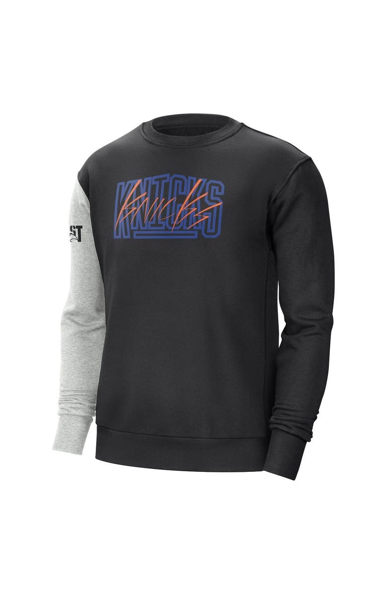 Nike Men's Nike Black/Heather Gray New York Knicks Courtside Versus Force & Flight Pullover Sweatshirt, Alternate, color, Black