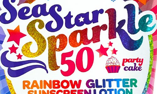 Sunshine & Glitter Kids' Seastar Sparkle Spf 50 Rainbow Party Cake Biodegradable Glitter Sunscreen In Transparent