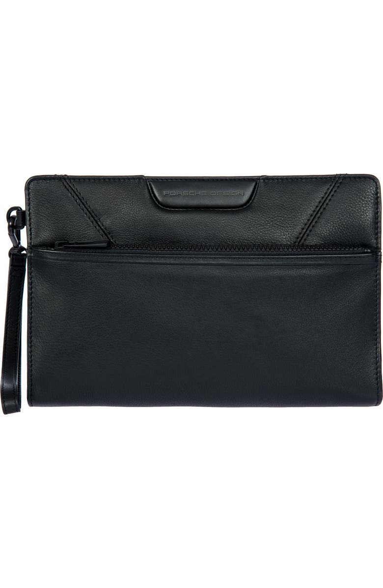Porsche Design Roadster Leather EVO Clutch Bag with Front Pocket, Main, color, Black