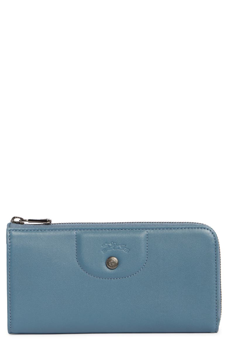 Longchamp Leather Zip Wallet, Main, color, Nordic