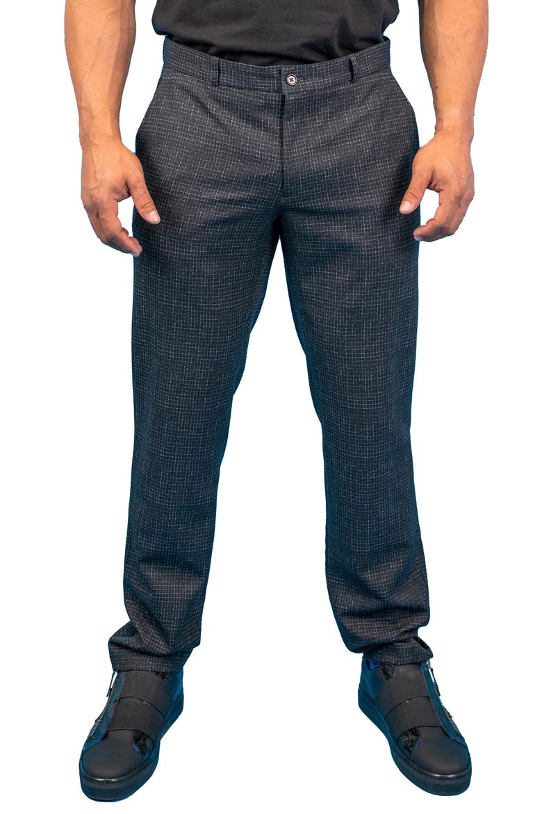 Squared Black Stretch Flat Front Pants, Main, color, BLACK