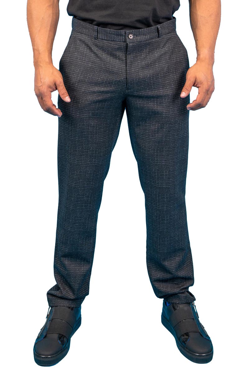 Maceoo Squared Black Stretch Flat Front Pants, Main, color, Black