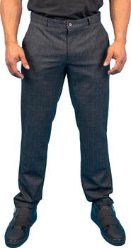 Maceoo Squared Black Stretch Flat Front Pants