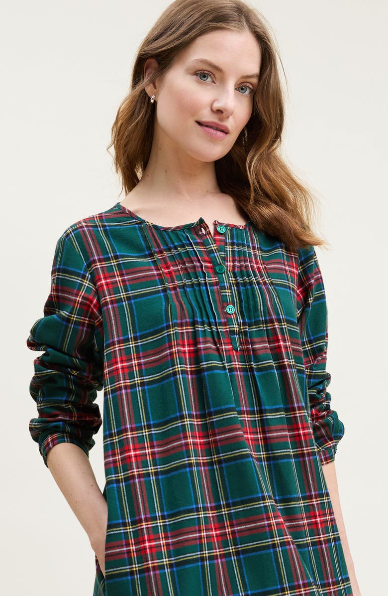 Petite Plume Beatrice Cotton Twill Nightgown, Alternate, color, Green