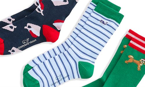 Vineyard Vines Kids' Assorted 3-pack Holiday Icon Cotton Blend Socks In Multi