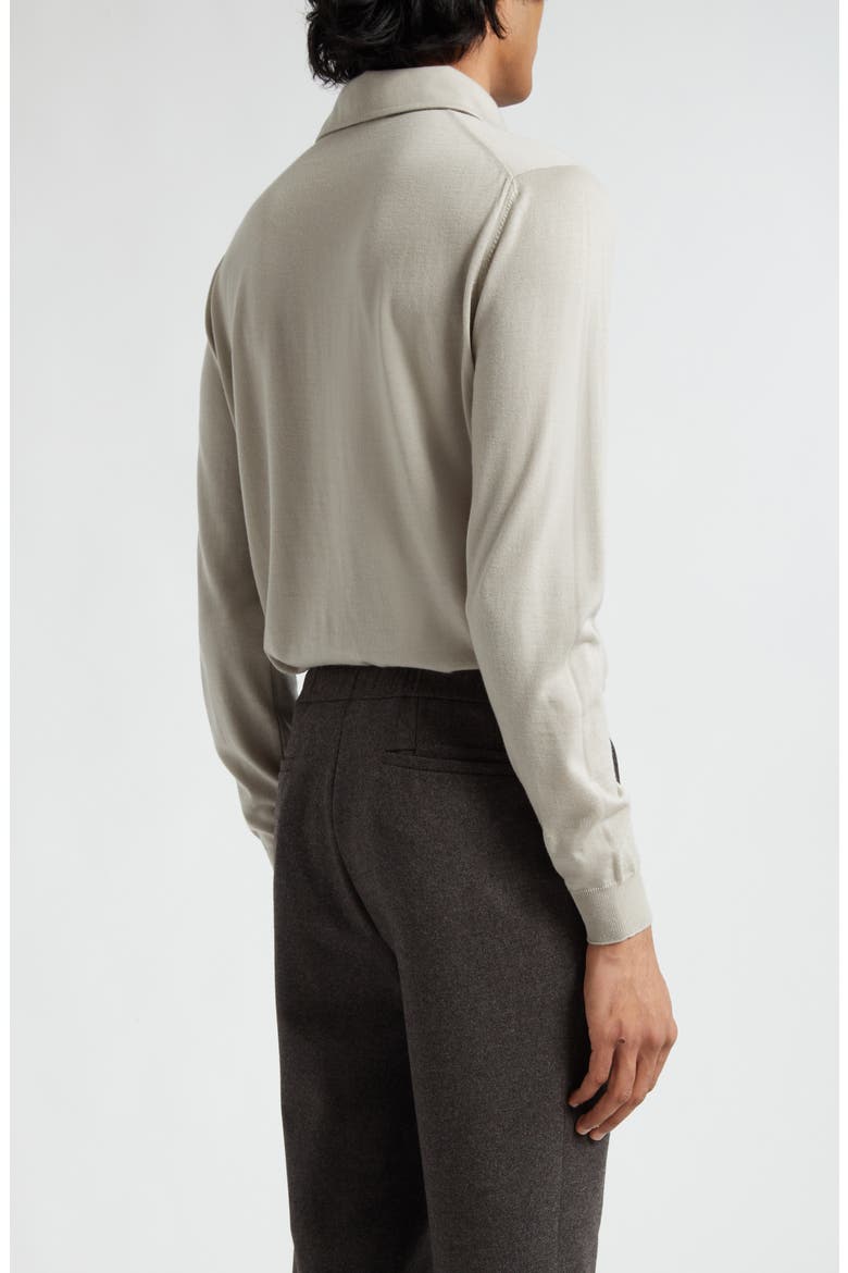 Merino Wool Polo Sweater, Alternate, color, STONE