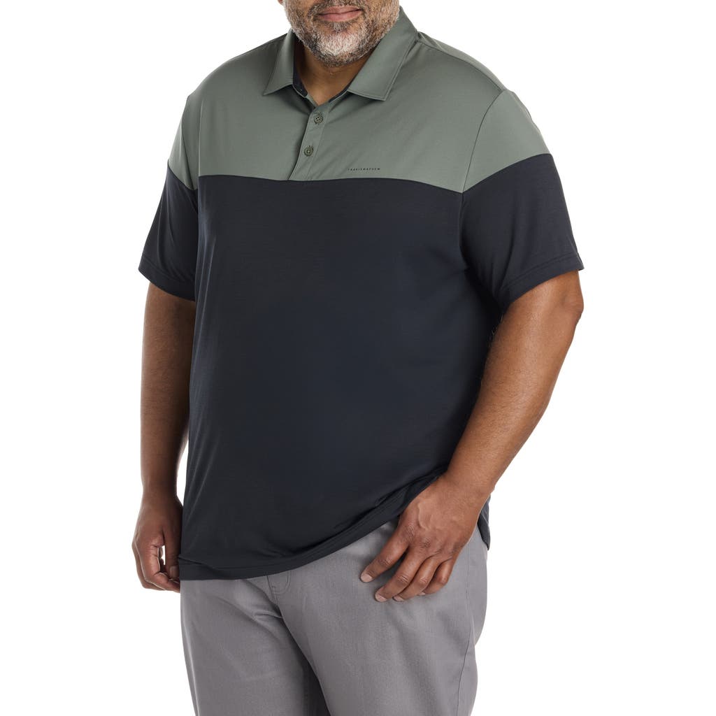 Travismathew Fit By Dxl Big & Tall Heater Pro Colorblock Poloshirt In Green