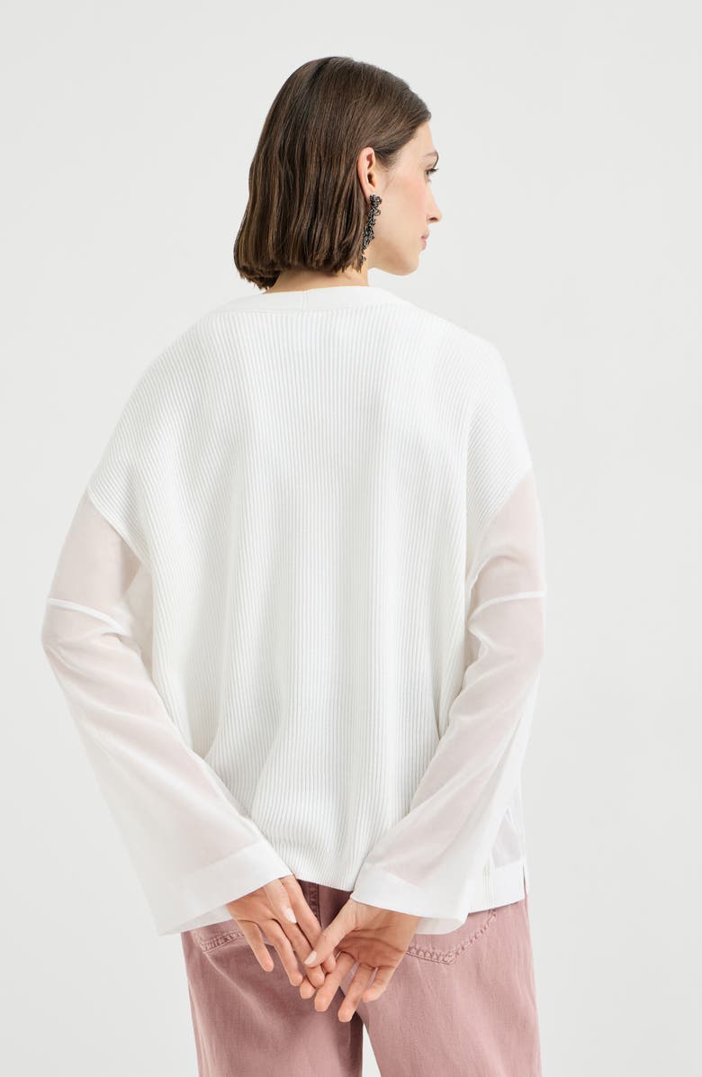 Brunello Cucinelli Rib knit cardigan, Alternate, color, White