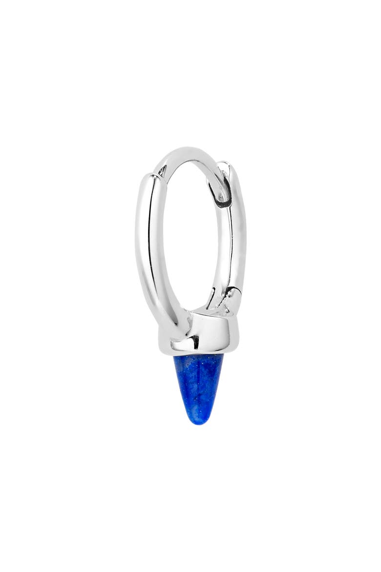Single Short Lapis Spike Hoop Earring, Main, color, WHITE