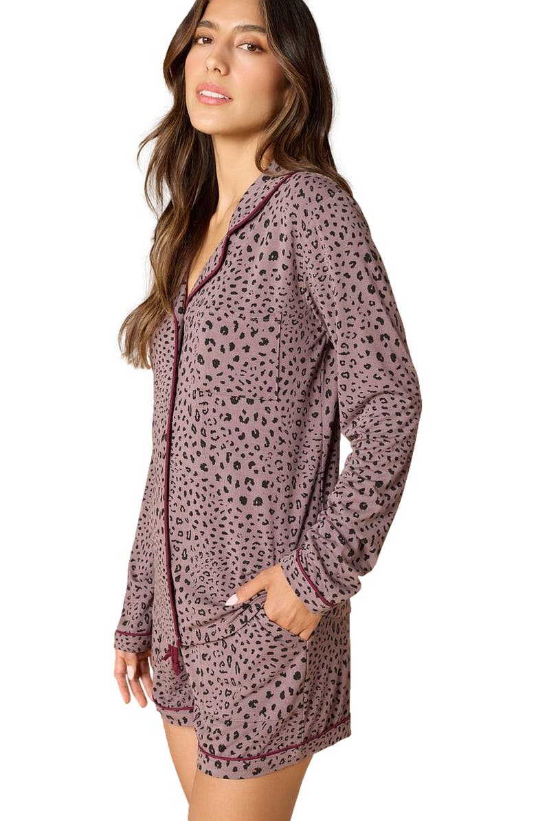 Softies Aria Slim Notch Collar Long Sleeve Short Set, Alternate, color, Wild Driftwood