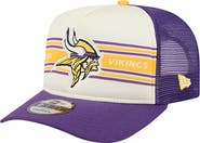 New Era Men's New Era  Cream/Purple Minnesota Vikings Banner A-Frame 9FIFTY Trucker Snapback Hat