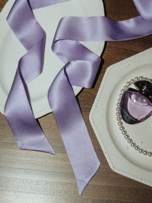 Lost Pattern Nyc "la Collectionneuse" Silk Ribbon Scarf In Purple