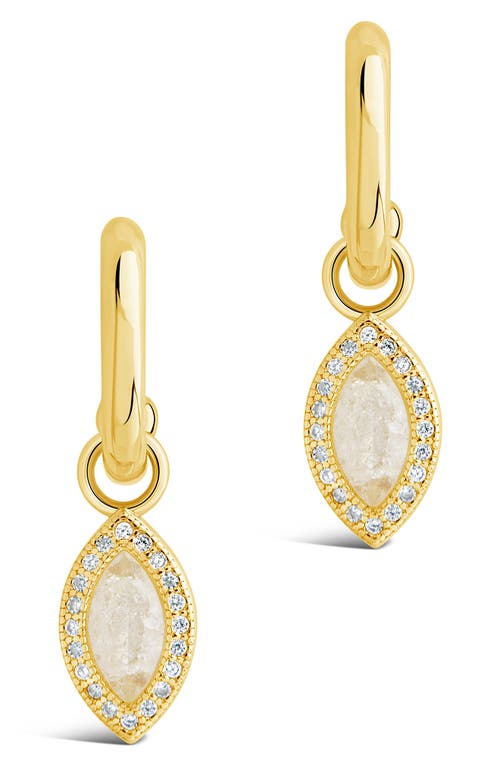 Sterling Forever Calla Cz Charm Drop Hoop Earrings In Gold