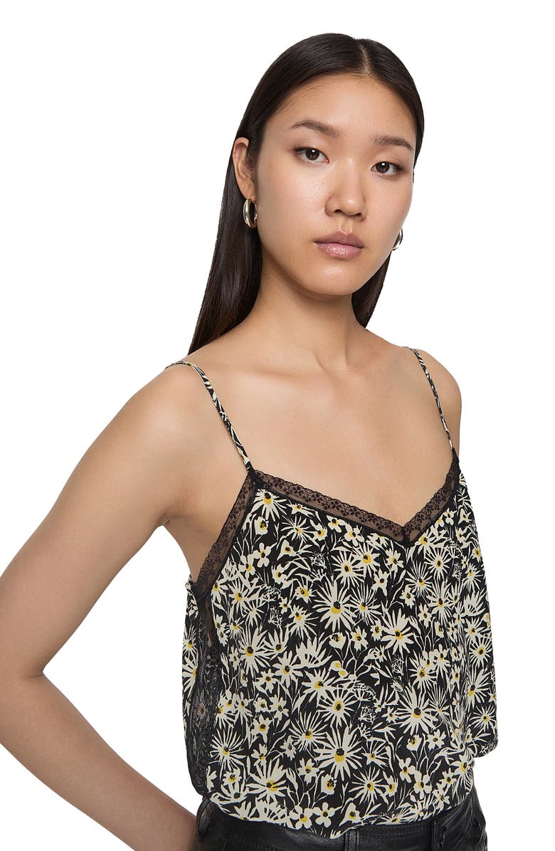 Rebecca Minkoff Sara Lace Trim Silk Camisole, Alternate, color, 