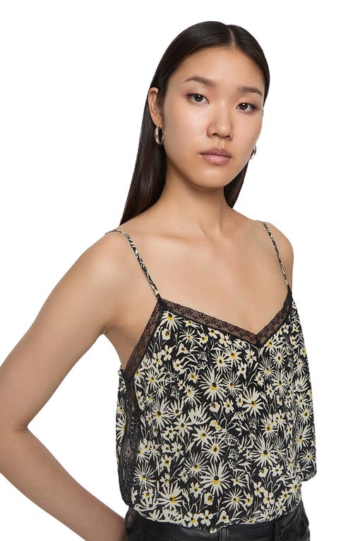 Rebecca Minkoff Sara Lace Trim Silk Camisole In Gray