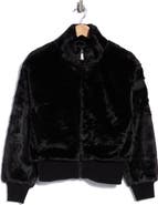 DKNY Faux Fur Mock Neck Jacket