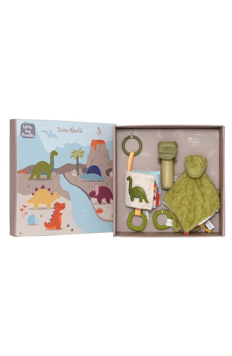 Little Big Friends Dino Baby Gift Box Set - Comforter, Rattle & Soft Book, Main, color, Dino