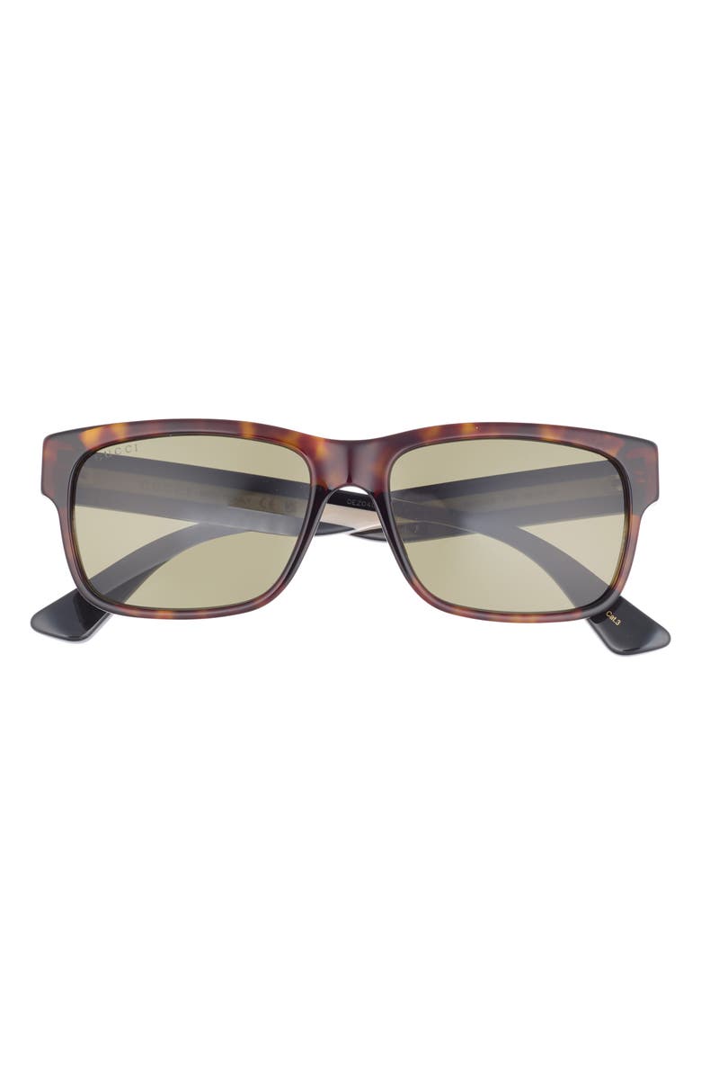 Gucci 56mm Square Sunglasses, Main, color, Havana Multicolor Green