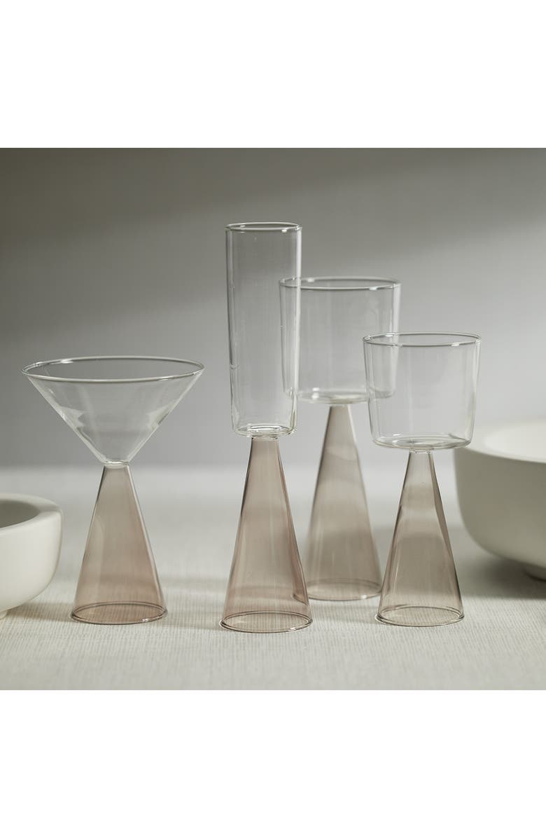 Zodax Viterbo Set of 4 Champagne Flutes, Alternate, color, Clear/ Gray