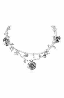 JARDIN Set of 2 Faux Pearl & Rose Vine Necklaces