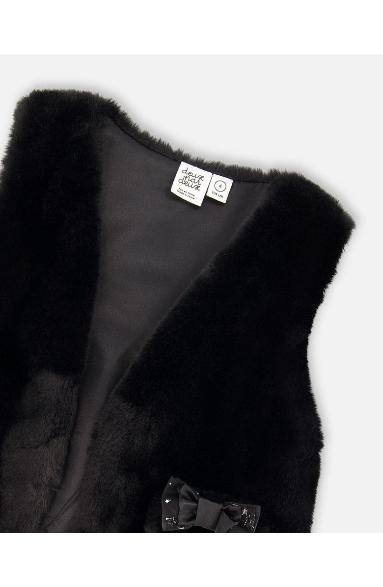 Deux par Deux Girl's Faux Fur Vest Black, Alternate, color, 