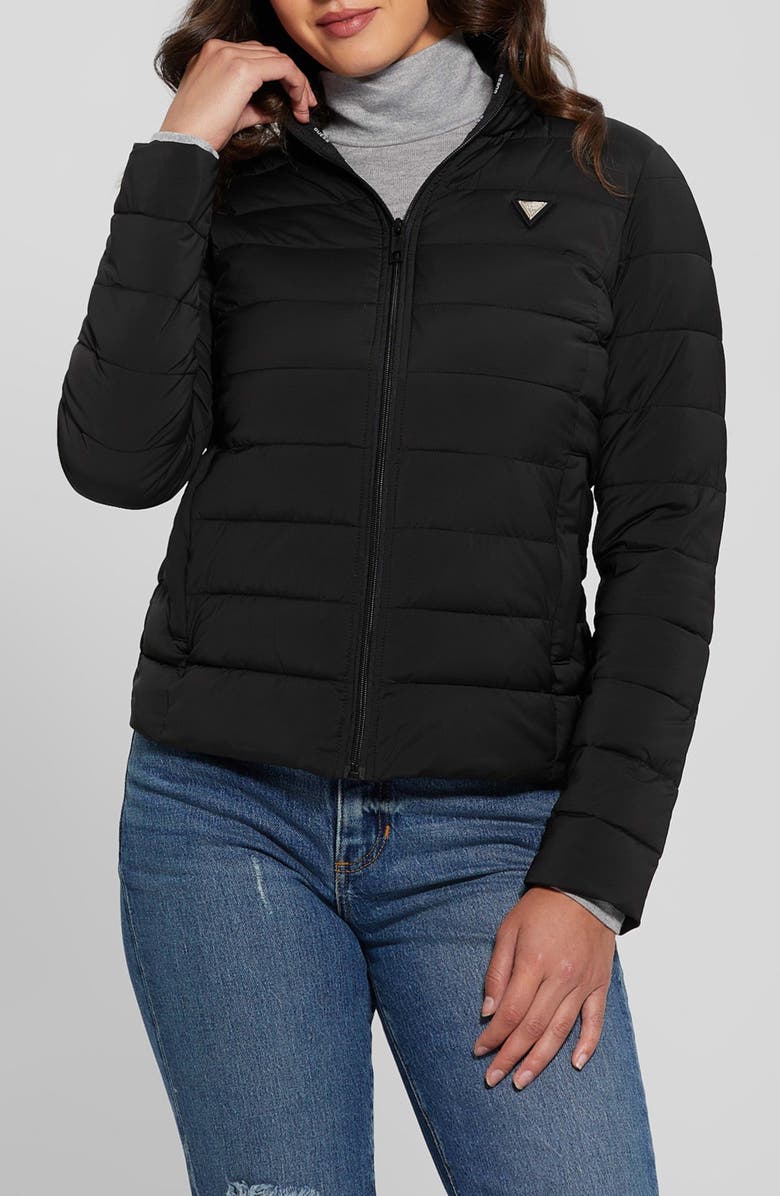 GUESS Diann Puffer Jacket, Main, color, Jet Black A996