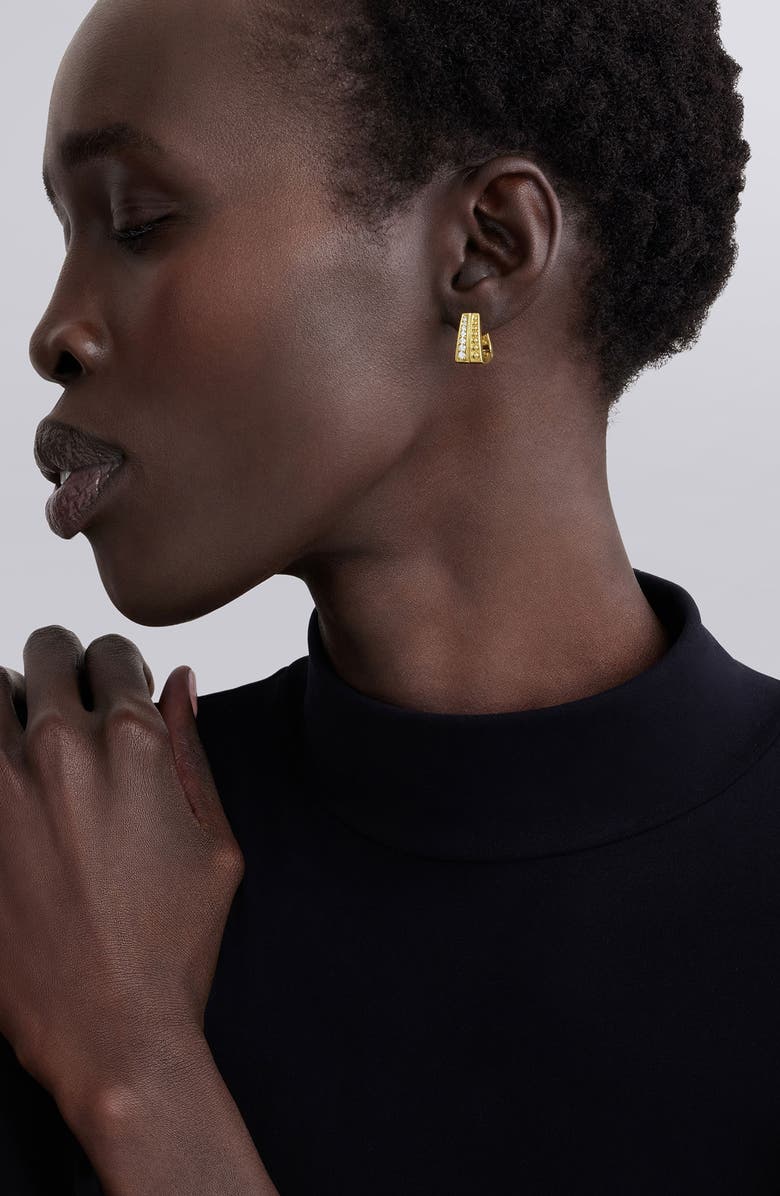 LAGOS 18K Gold Caviar Diamond 2-Row Hoope Earrings, Alternate, color, Gold