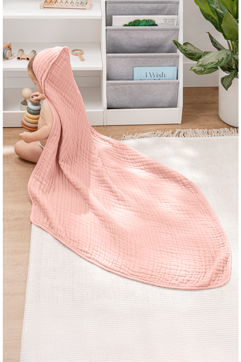 Hooded Baby Towels - 6 Layers, Pack of 2, Alternate, color, Bold Blush