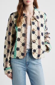 Free People Cassie Mod Stripe Eyelet Cotton Jacket