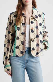 Free People Cassie Mod Stripe Eyelet Cotton Jacket