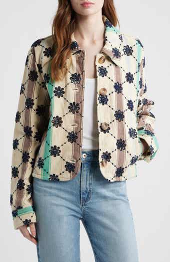 Free People Cassie Mod Stripe Eyelet Cotton Jacket