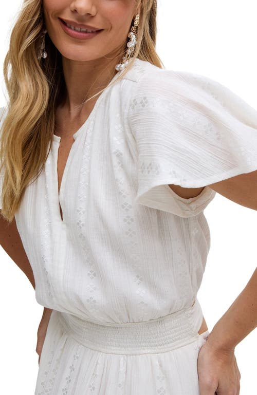 Raffya Candice Flutter Sleeve Jacquard Maxi Dress In White