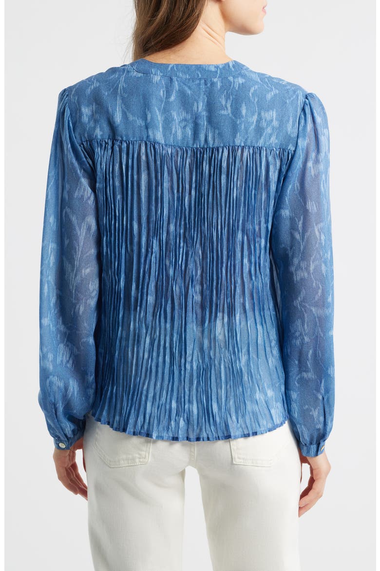 Pleated Denim Shirt, Alternate, color, INDIGO IKAT FLORAL