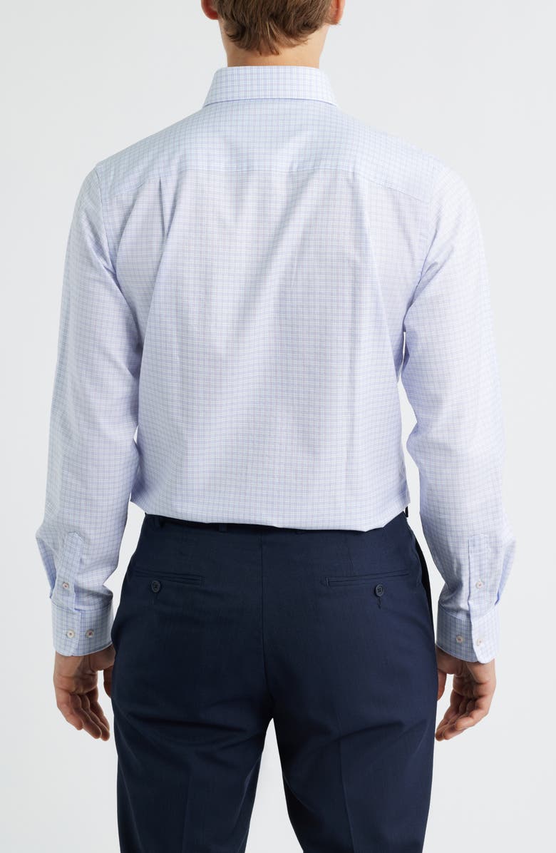 David Donahue Trim Fit Twill Check Dress Shirt, Alternate, color, Sky/Berry