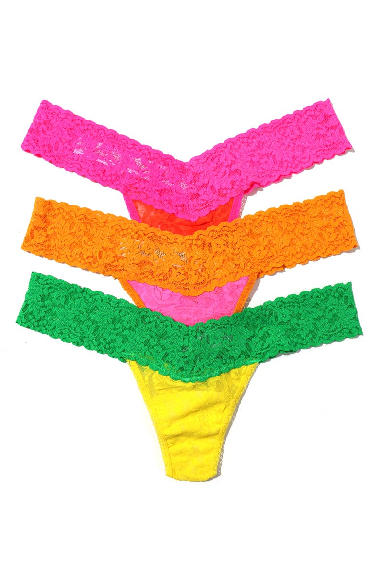 Hanky Panky Low Rise Lace Thong - Pack of 3, Main, color, 