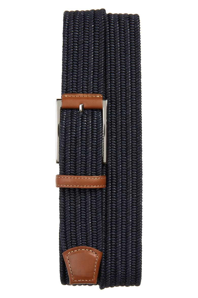 Woven Cotton Belt, Main, color, NAVY