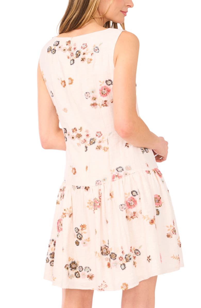 Ted Baker Vivian Floral Beaded Sleeveless Drop Waist Dress, Alternate, color, New Ivory