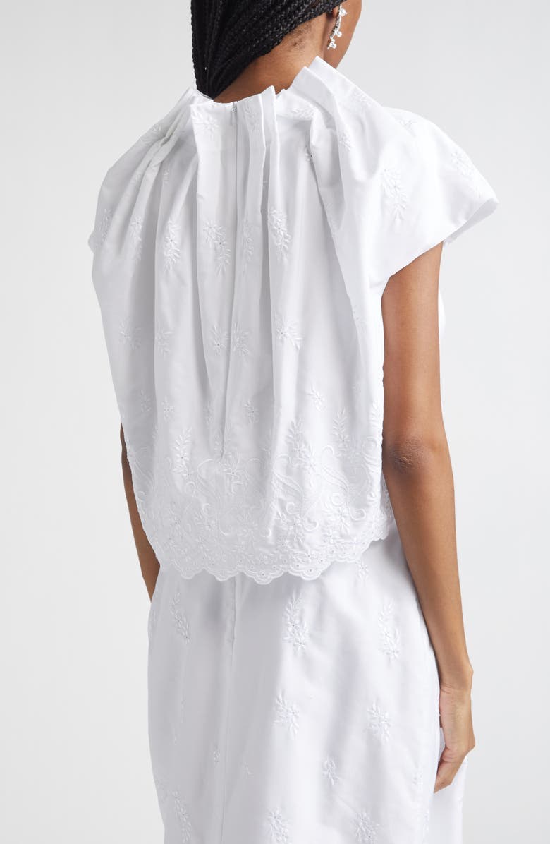 Simone Rocha Pleated Cotton Poplin Tulip Top, Alternate, color, White