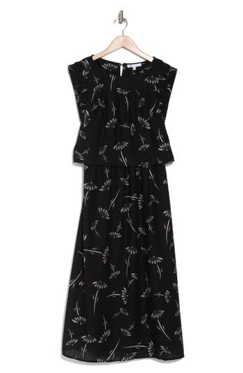 DANIEL RAINN DR2 BY DANIEL RAINN PLEATED SLEEVE MIDI DRESS