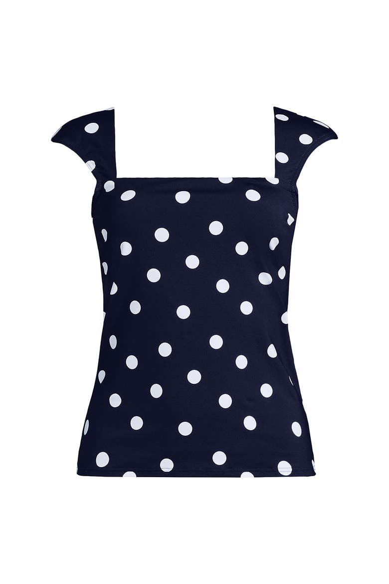 D-Cup Square Neck Underwire Tankini Top, Alternate, color, Deep Sea Navy Polka Dot