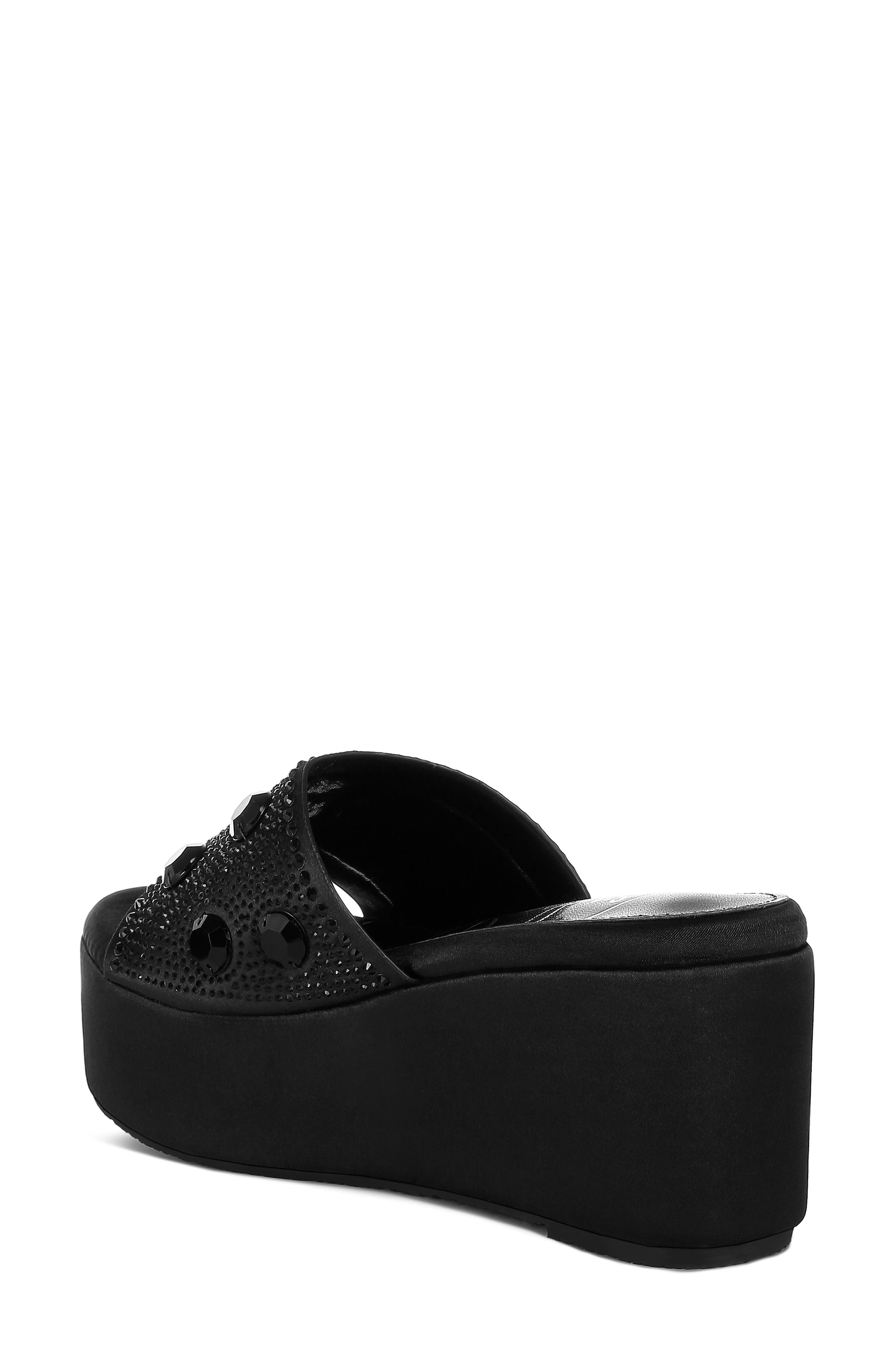 LONDON RAG Meta Charts Wedge Sandal, Alternate, color, Black
