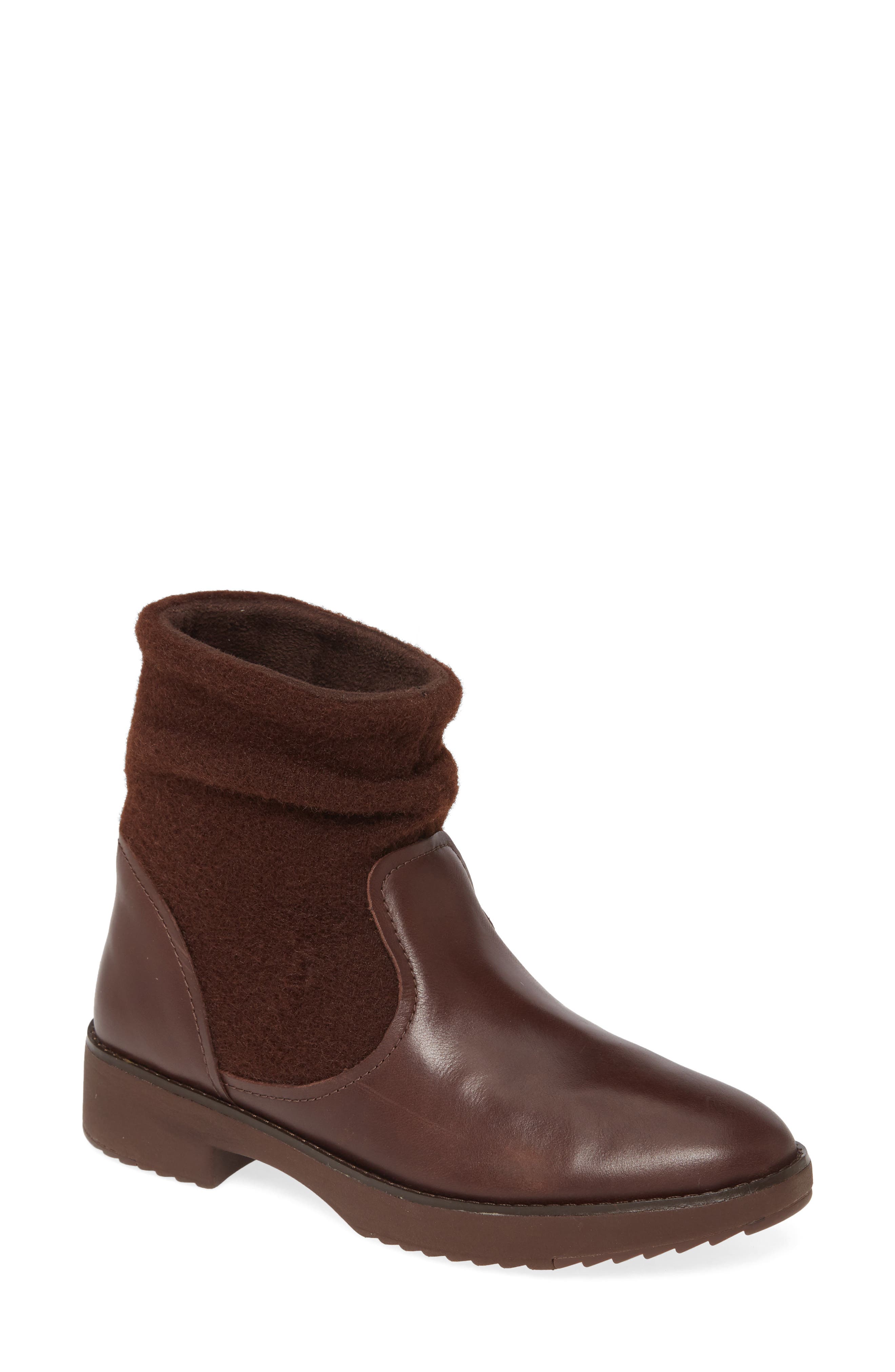 Nisse Mixed Media Bootie, Main, color, CHOCOLATE BROWN LEATHER