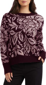 Ellen Tracy Floral Jacquard Sweater