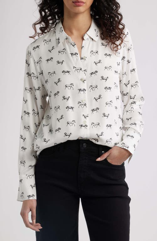 Rails Saige Horse Print Button-Up Shirt in Ivory Wild Horses at Nordstrom, Size X-Small