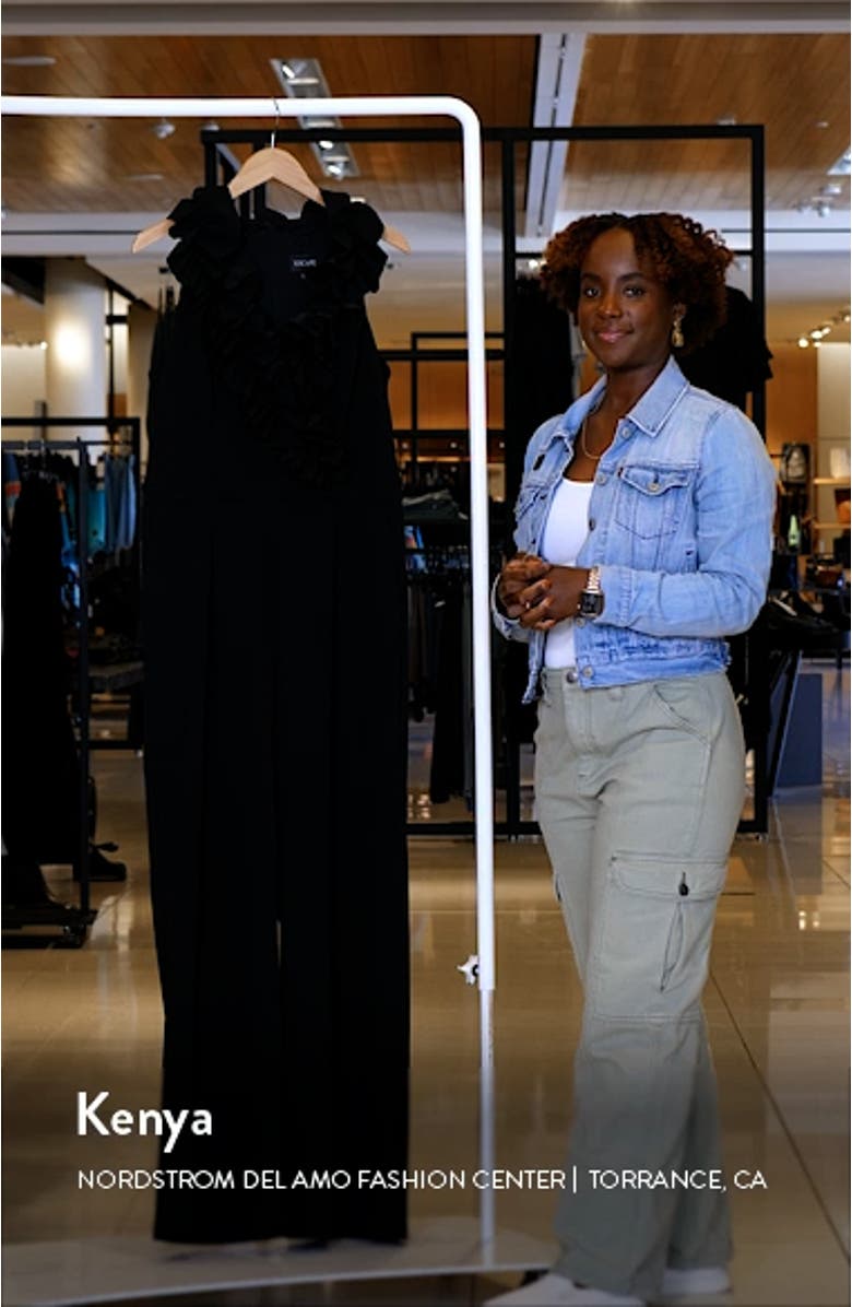 Ruffle Neck Scuba Crepe Jumpsuit, sales video thumbnail