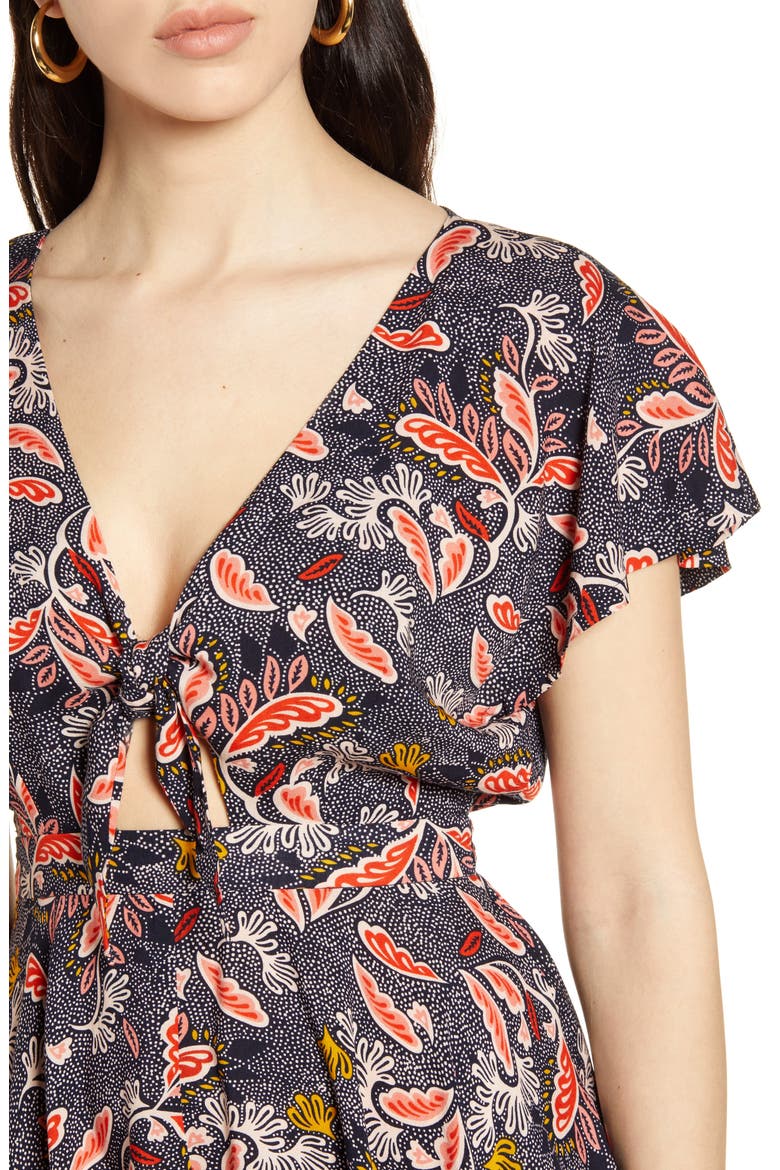 Dondi Tie Front Romper, Alternate, color, NAVY BLUE