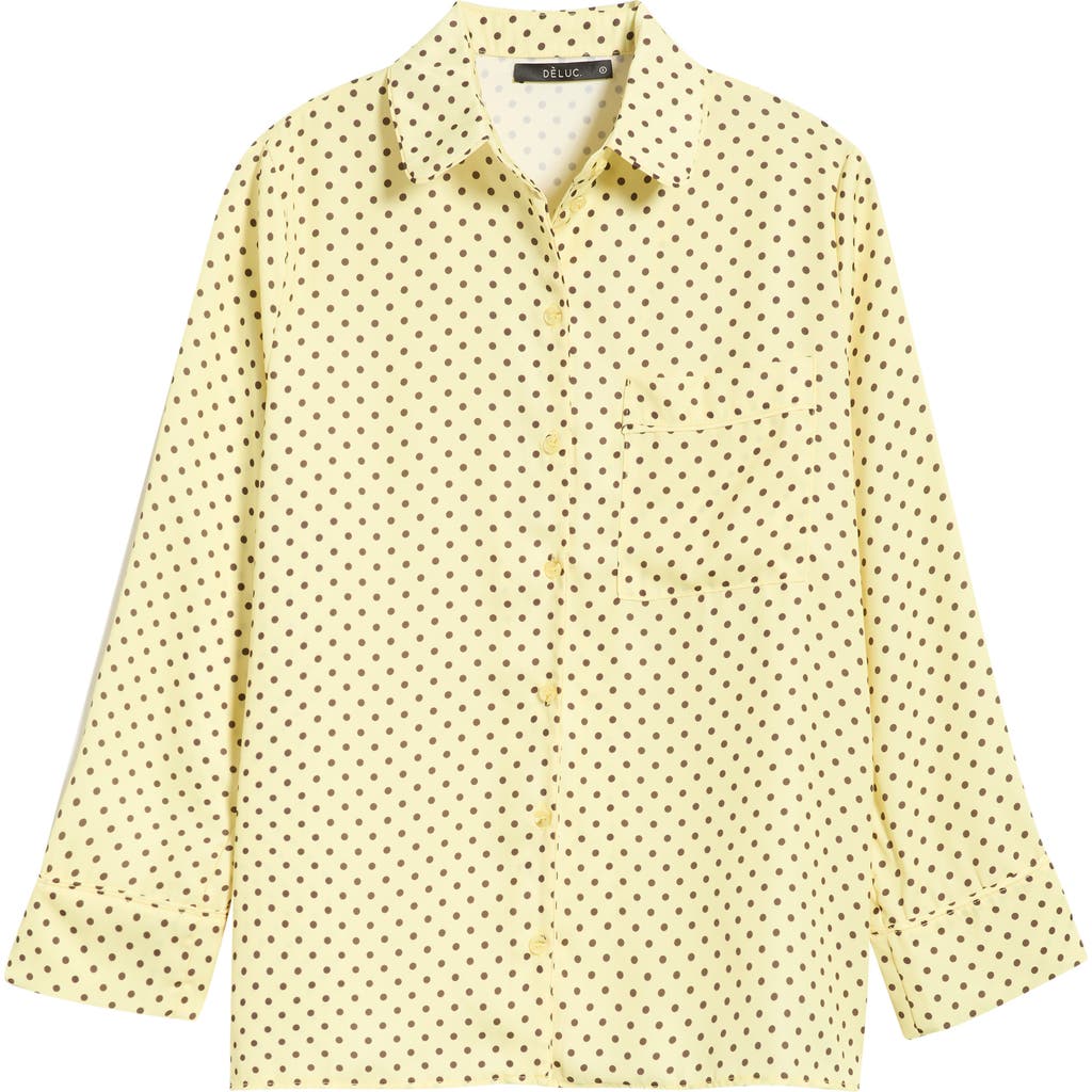 Deluc Survivor Polka Dot Print Button-up Shirt In Butter Base W/ Chocolate Dots