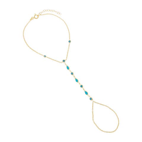 Colored CZ Multishape Bezel Hand Chain