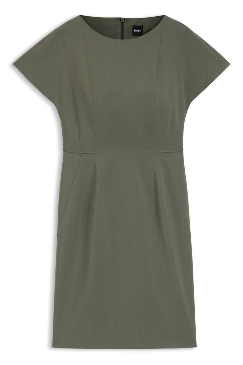 Dinerah Virgin Wool Sheath Dress, Alternate, color, TEA LEAF